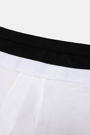  Erkek Siyah Organik Pamuklu Düz Renk Likralı Boxer 2'li Paket Siyah&Beyaz