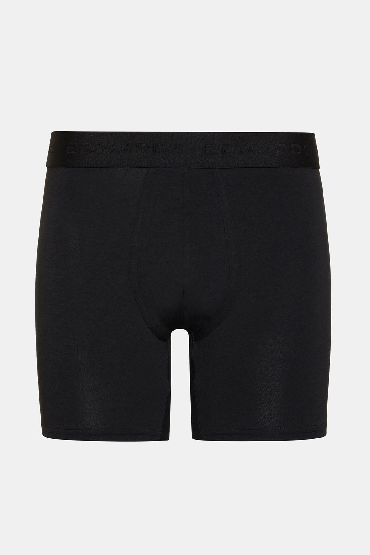  Erkek Siyah Organik Pamuklu Düz Renk Likralı Boxer 2'li Paket Siyah&Beyaz