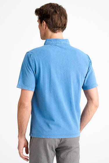 Erkek Mavi Pike Polo Yaka T-Shirt