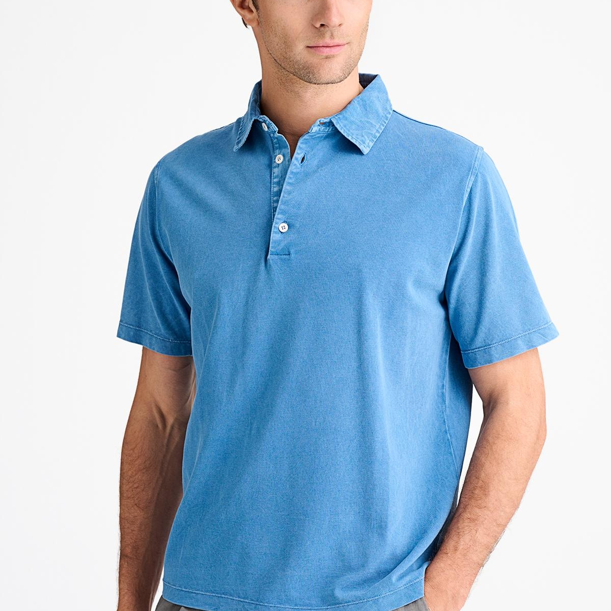 Erkek Mavi Pike Polo Yaka T-Shirt