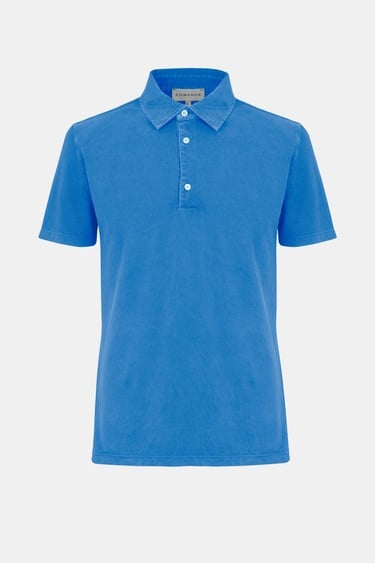  Erkek Mavi Pike Polo Yaka T-Shirt