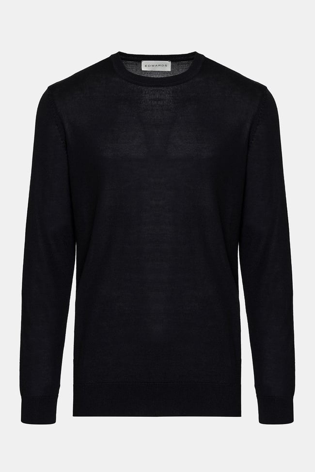  Erkek Siyah Yün Bisiklet Yaka Kazak