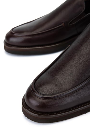  Tamer Tanca Erkek Hakiki Deri Kahverengi Loafer Ayakkabı