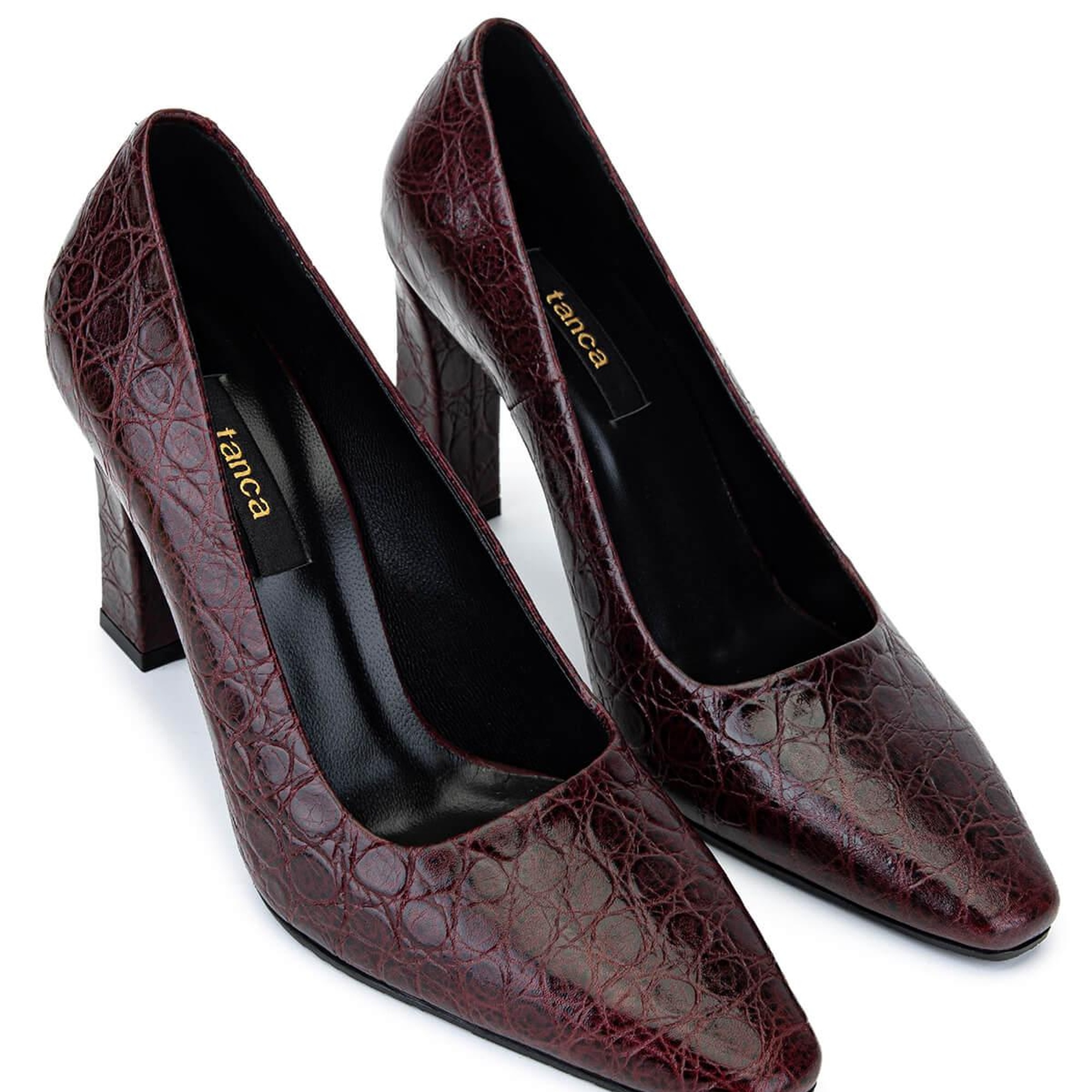 Tamer Tanca Kadın Bordo Rugan Topuklu Ayakkabı