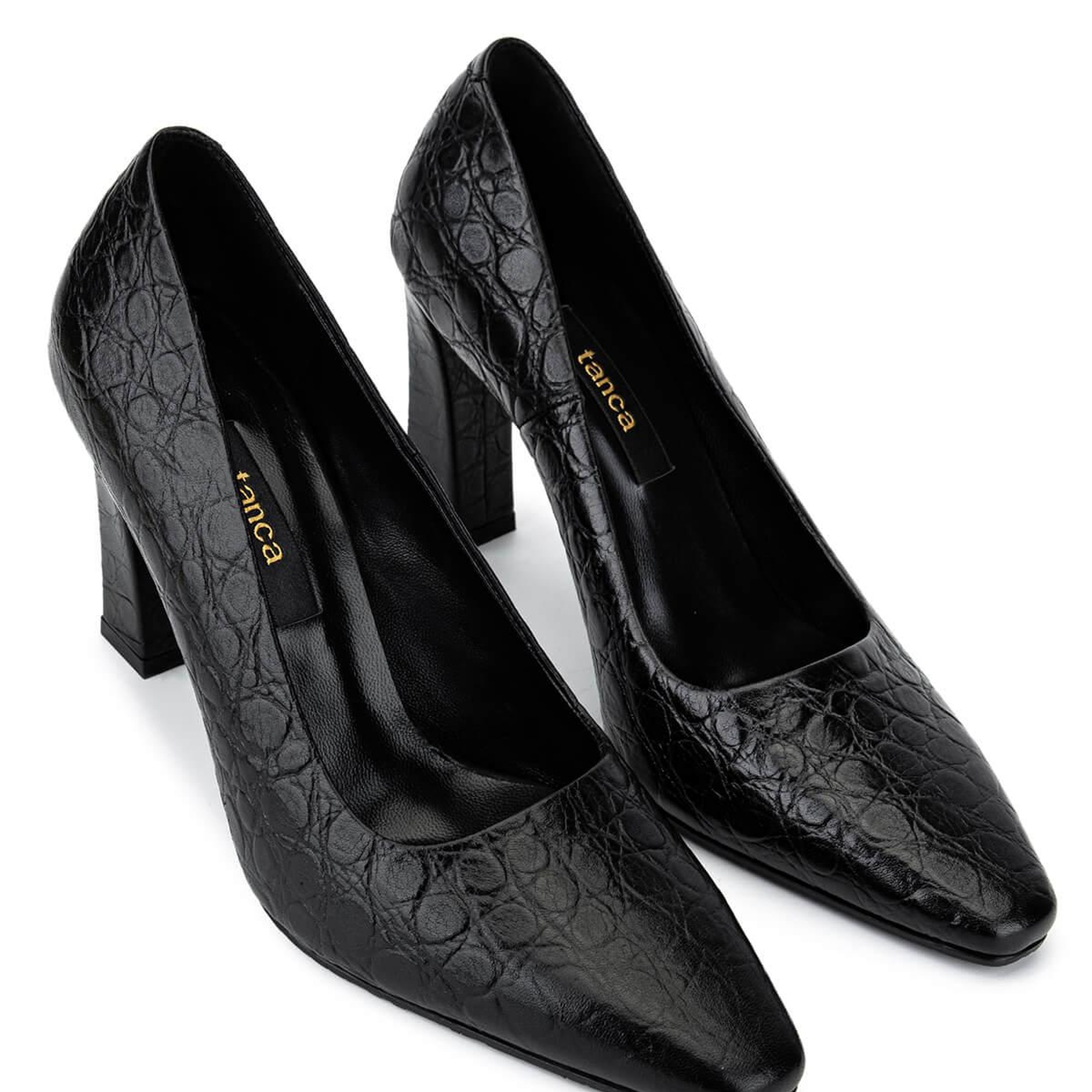 Tamer Tanca Kadın Siyah Rugan Topuklu Ayakkabı