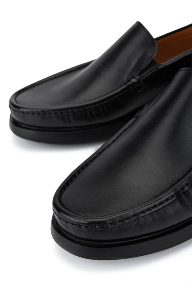  Tamer Tanca Erkek Hakiki Deri Siyah Loafer Ayakkabı