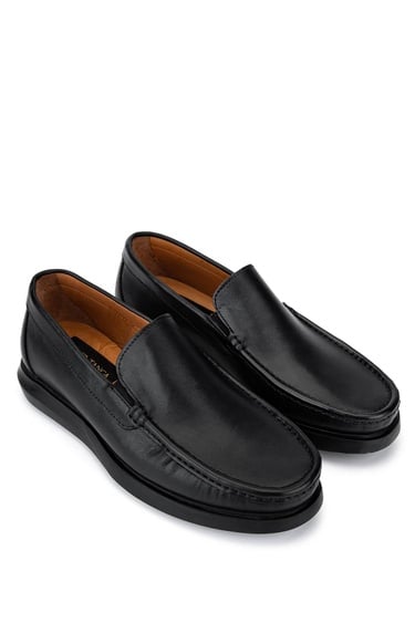  Tamer Tanca Erkek Hakiki Deri Siyah Loafer Ayakkabı