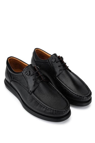  Tamer Tanca Erkek Hakiki Deri Siyah Casual Ayakkabı