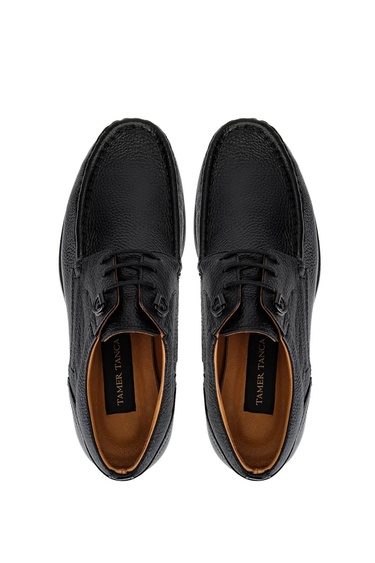  Tamer Tanca Erkek Hakiki Deri Siyah Casual Ayakkabı