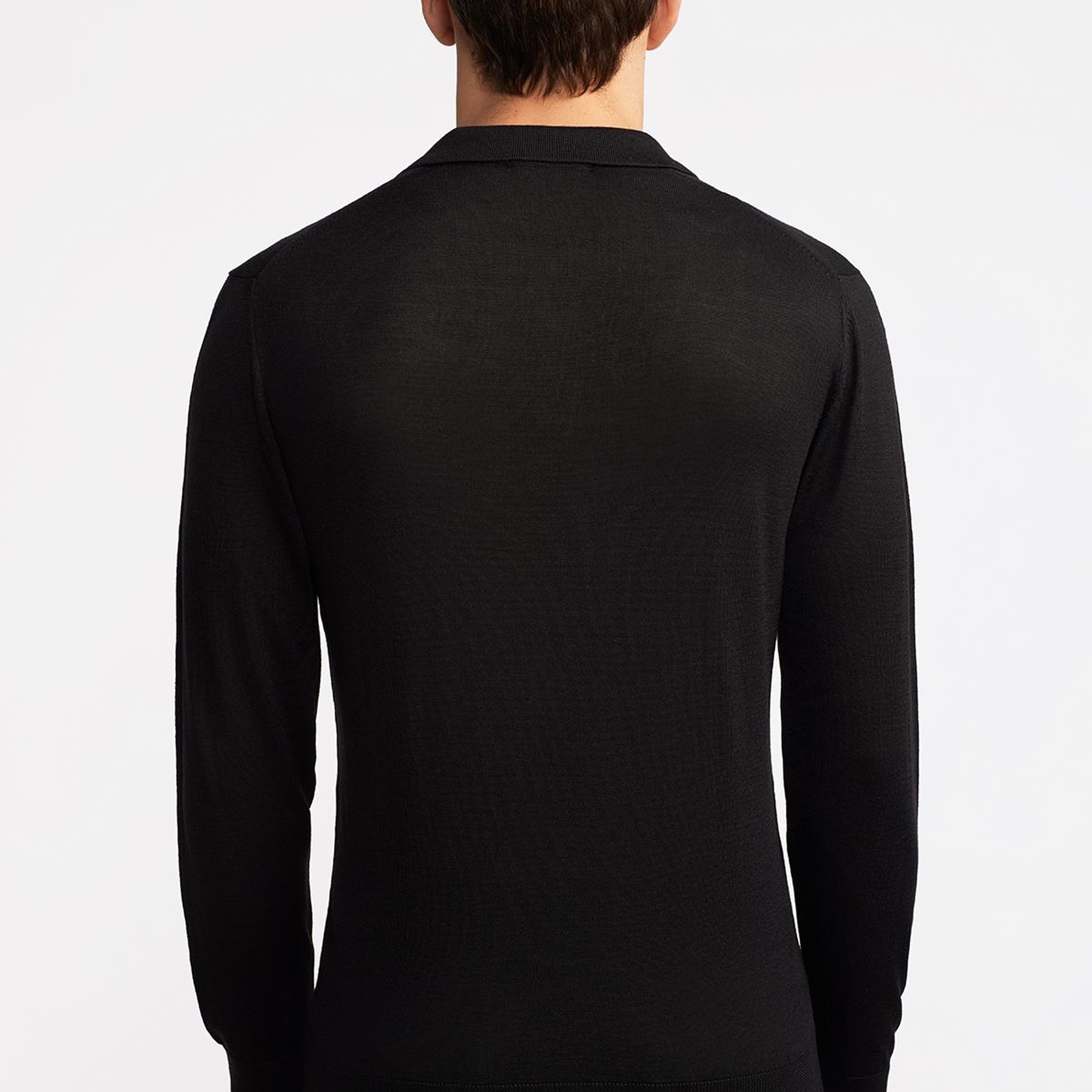 Erkek Siyah Yün Polo Yaka Kazak