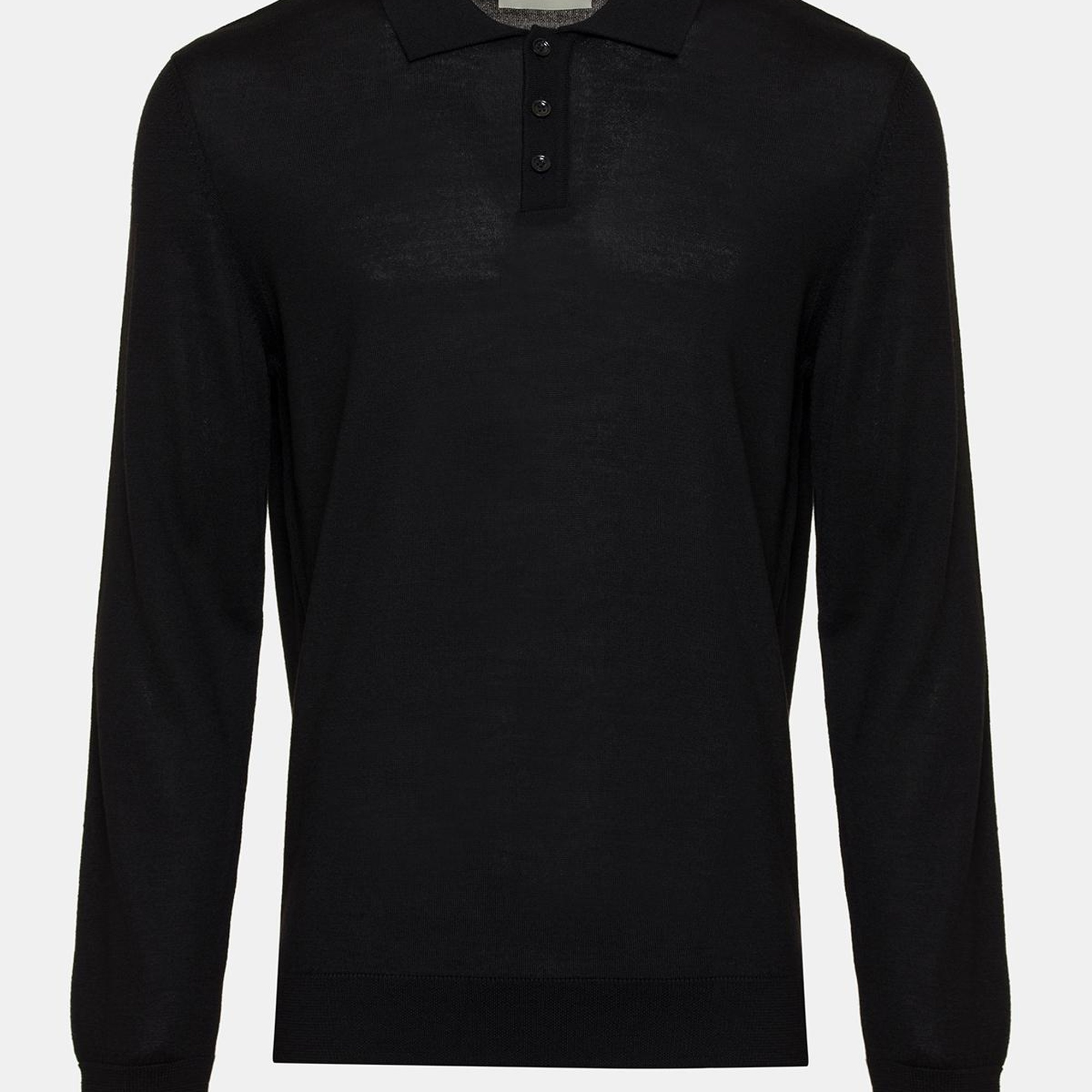 Erkek Siyah Yün Polo Yaka Kazak