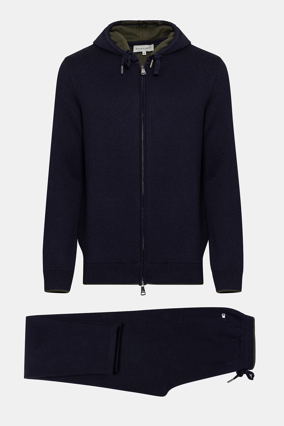  Erkek Lacivert Kapüşonlu Eşofman Takımı