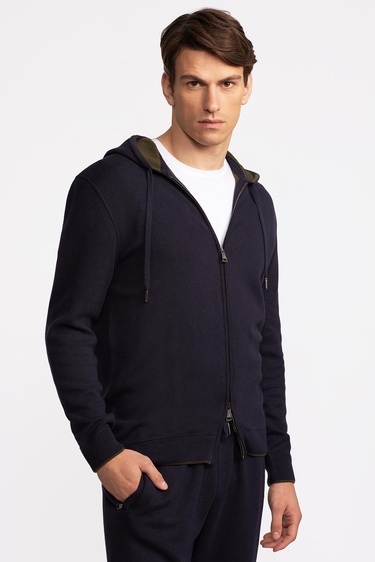  Erkek Lacivert Kapüşonlu Eşofman Takımı