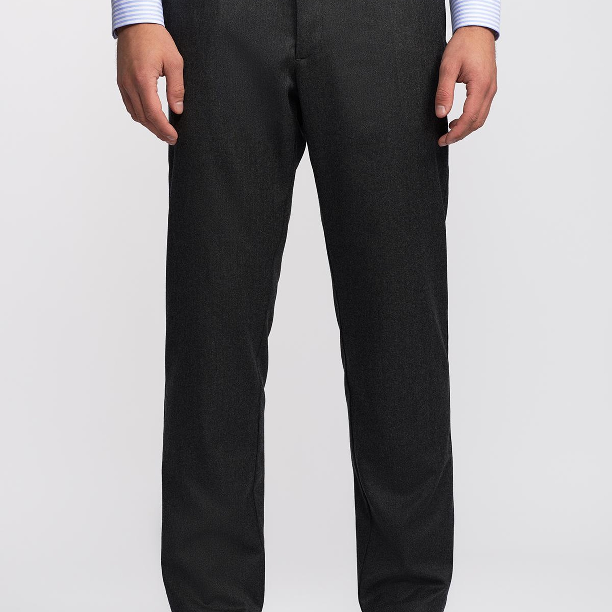 Erkek Koyu Gri Yün Kırçıllı Beli Lastikli Reda Pantolon