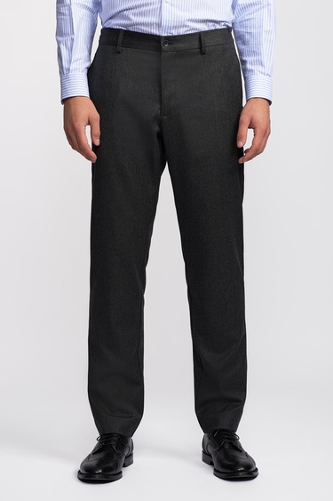  Erkek Koyu Gri Yün Kırçıllı Beli Lastikli Reda Pantolon