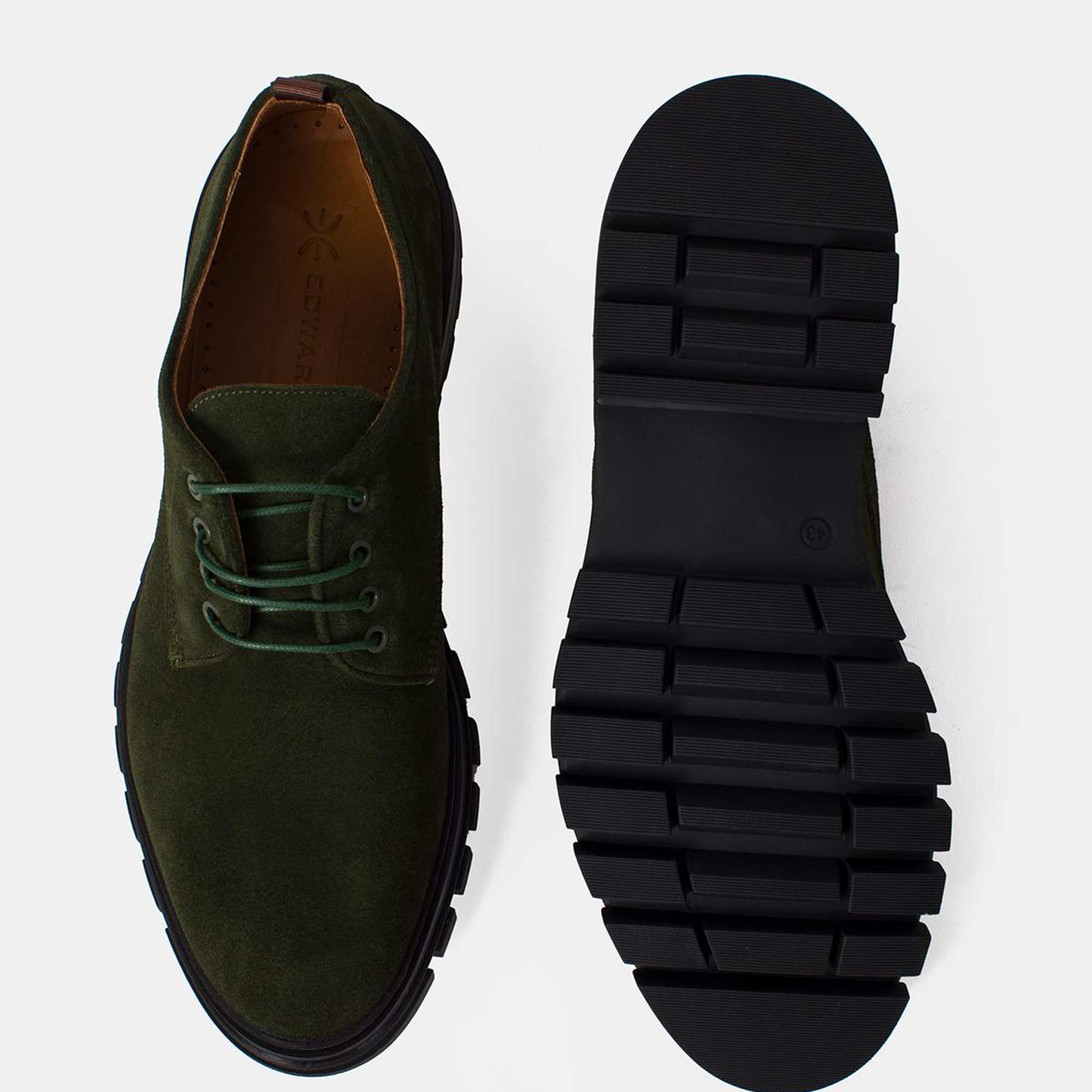 Erkek Yeşil Süet Kalın Tabanlı Ayakkabı