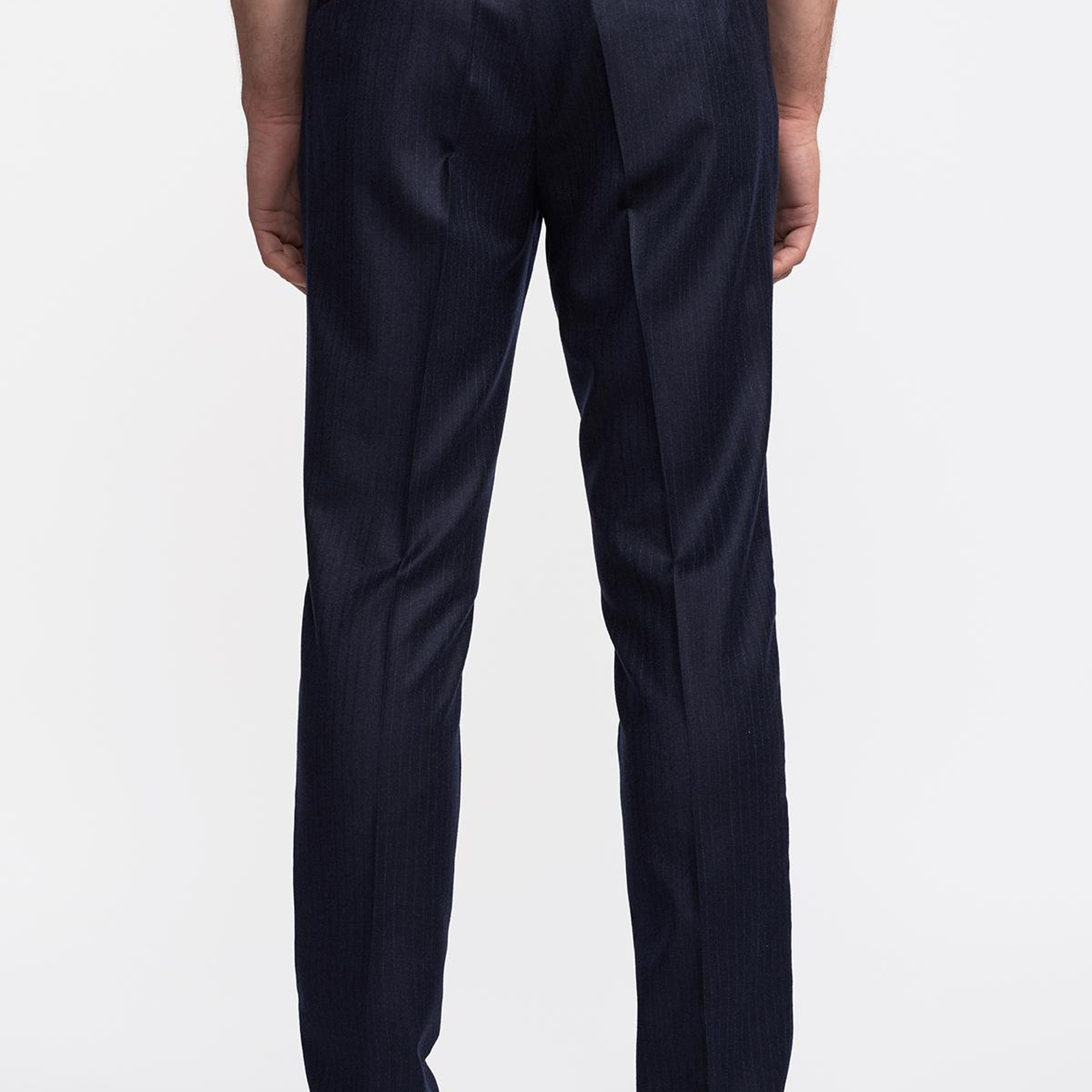 Erkek Lacivert Yün Çizgili Beli Lastikli Del Casentino Pantolon