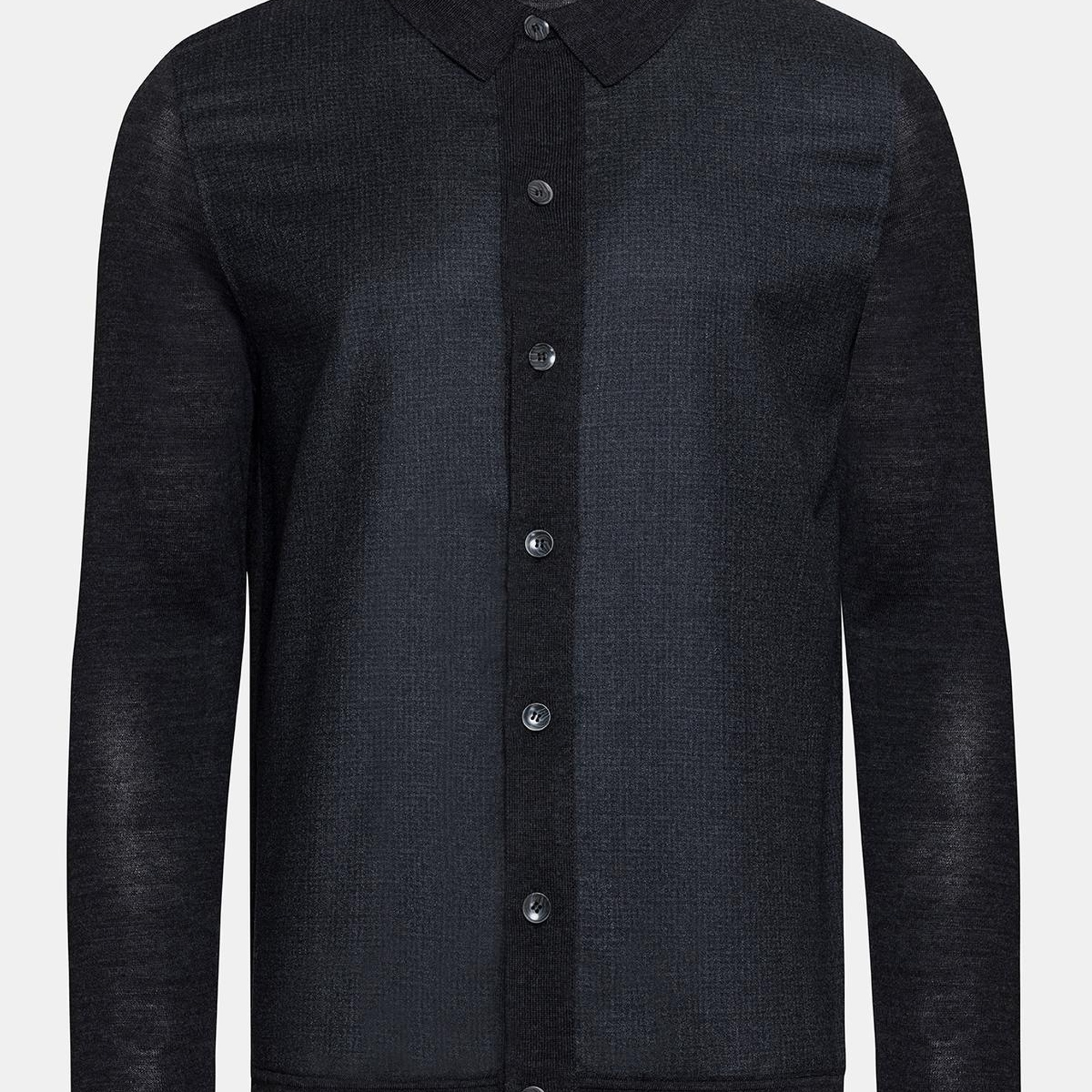 Erkek Antrasit Yün Düğmeli Gömlek Yakalı Kazak