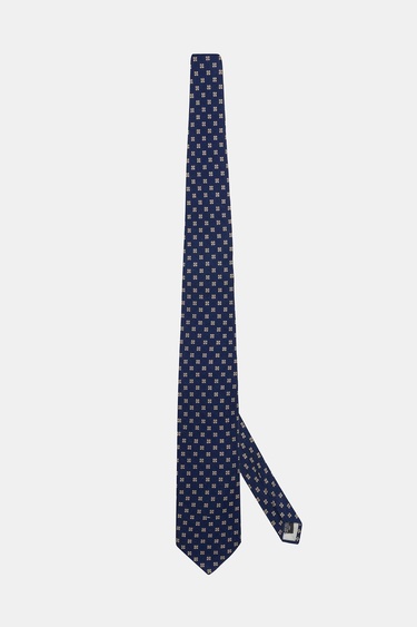  Erkek Lacivert Desenli Yün Kravat