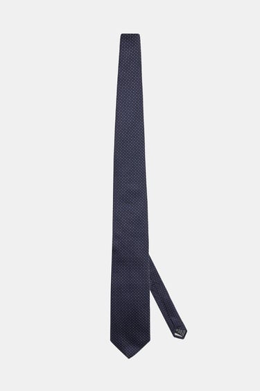  Erkek Lacivert Desenli İpek Kravat