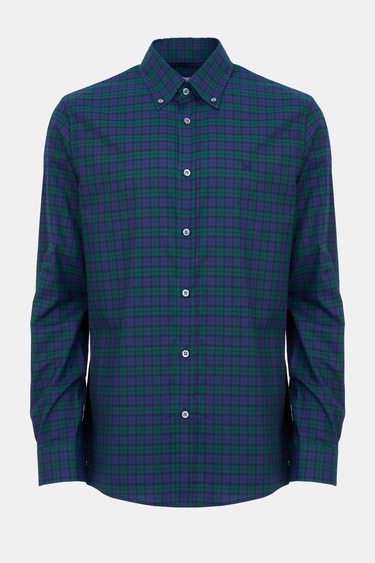  Erkek Yeşil Cooper Fit Ekoseli Düğmeli Yaka Flanel Spor Gömlek