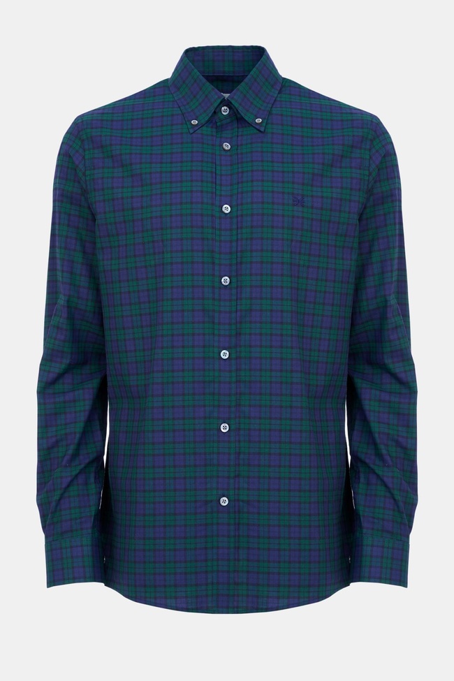  Erkek Yeşil Cooper Fit Ekoseli Düğmeli Yaka Flanel Spor Gömlek