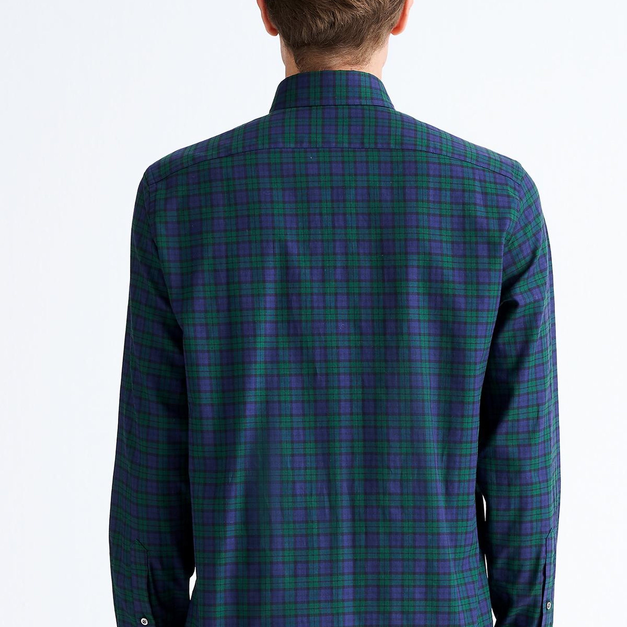 Erkek Yeşil Cooper Fit Ekoseli Düğmeli Yaka Flanel Spor Gömlek