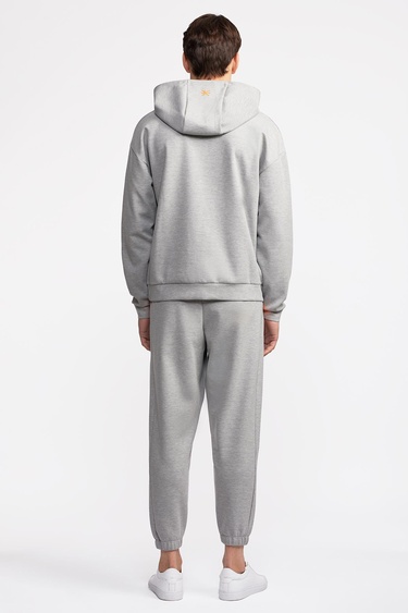  Erkek Gri Activewear Kapüşonlu Sweatshirt