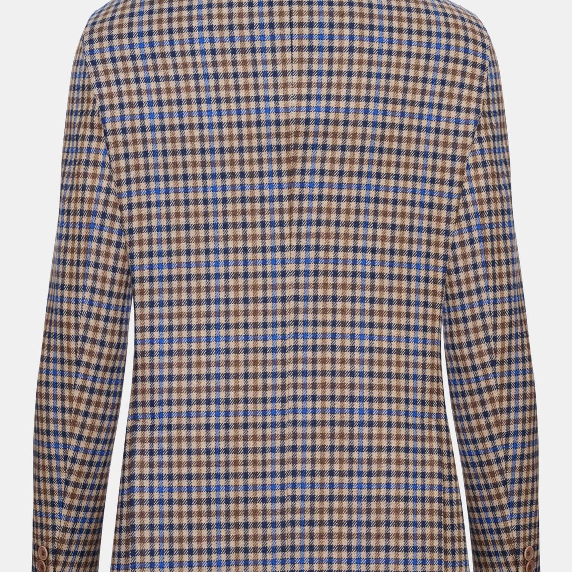 Erkek Kahverengi Delfino Kazayağı Desenli Yün Kaşmir Karışımlı Ceket