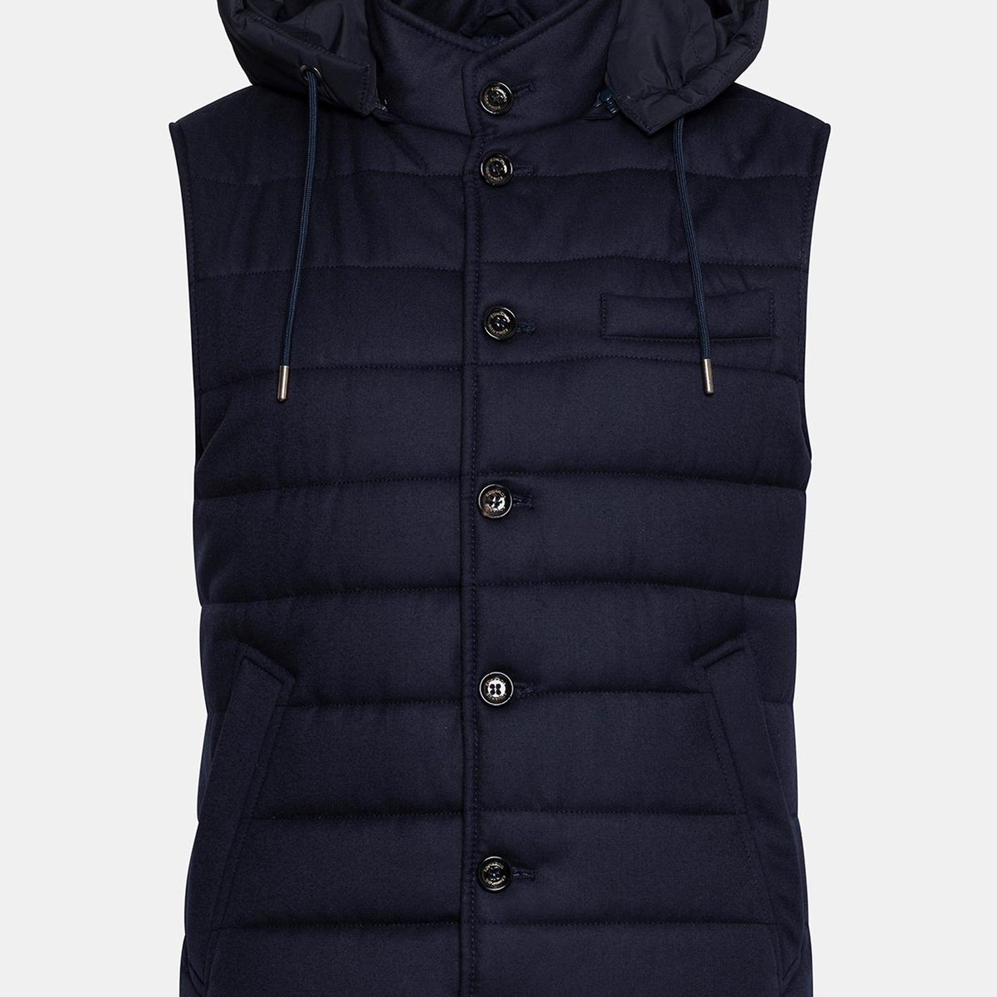 Erkek Lacivert Yün Kapüşonlu Vitale Barberis Yelek