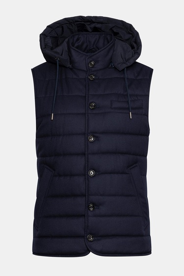  Erkek Lacivert Yün Kapüşonlu Vitale Barberis Yelek