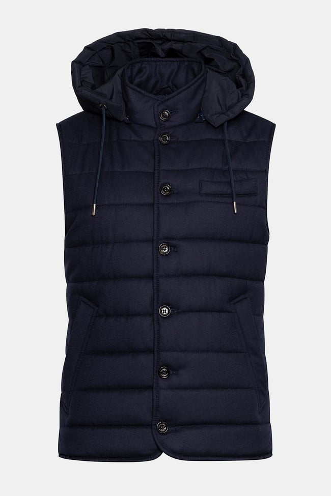  Erkek Lacivert Yün Kapüşonlu Vitale Barberis Yelek