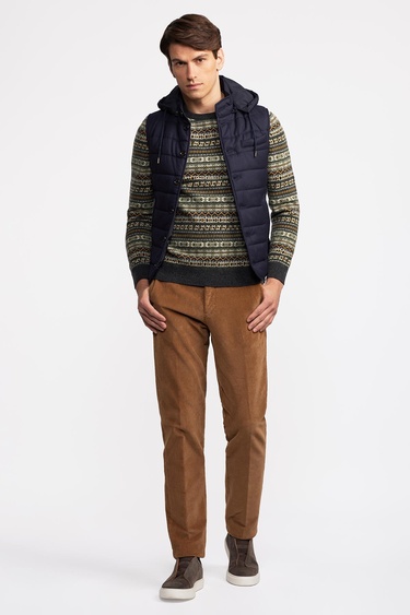  Erkek Lacivert Yün Kapüşonlu Vitale Barberis Yelek