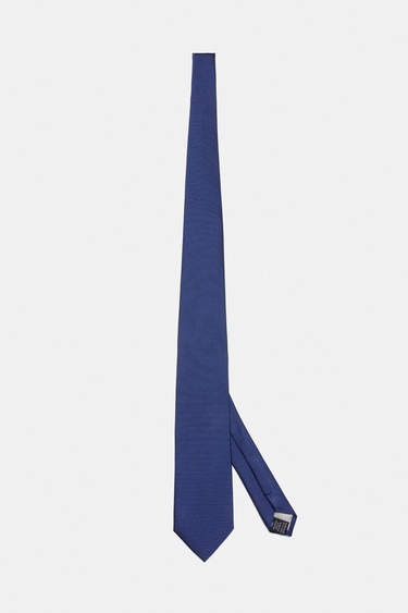  Erkek Mavi Desenli İpek Kravat