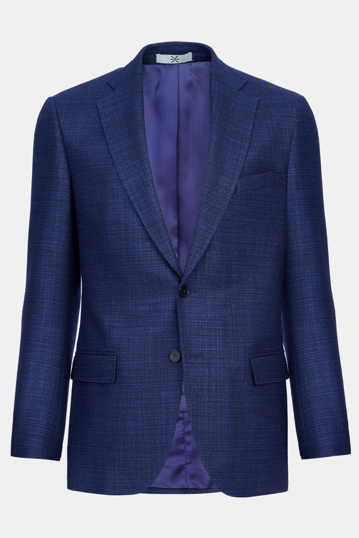  Erkek Lacivert Delfino Yün İpek Karışımlı Ceket