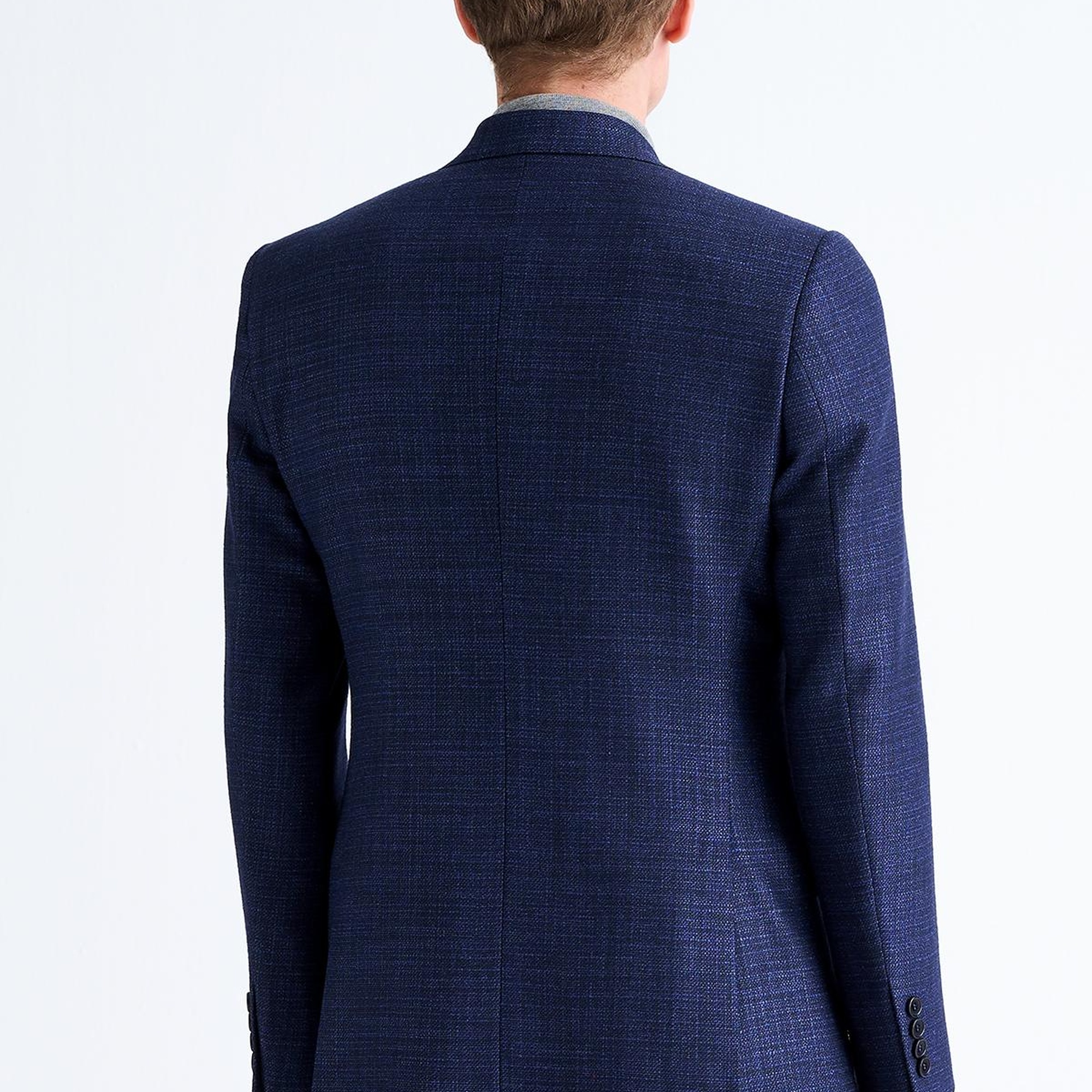 Erkek Lacivert Delfino Yün İpek Karışımlı Ceket