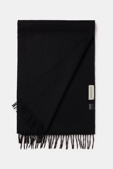  Erkek Siyah Düz Renk Yün Kaşkol