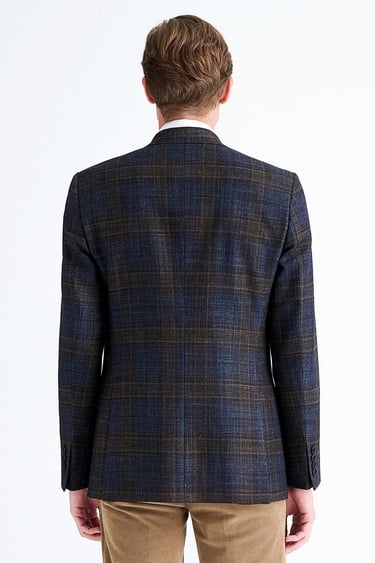  Erkek Kahverengi Delfino Yün İpek Kaşmir Karışımlı Ceket