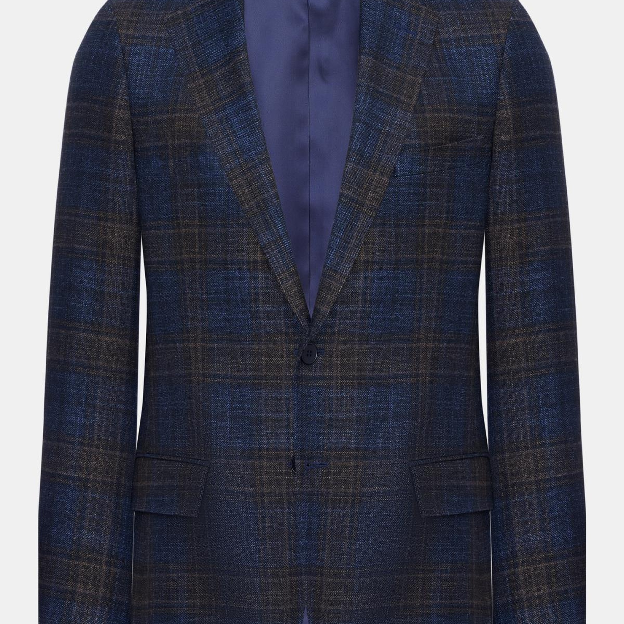 Erkek Kahverengi Delfino Yün İpek Kaşmir Karışımlı Ceket