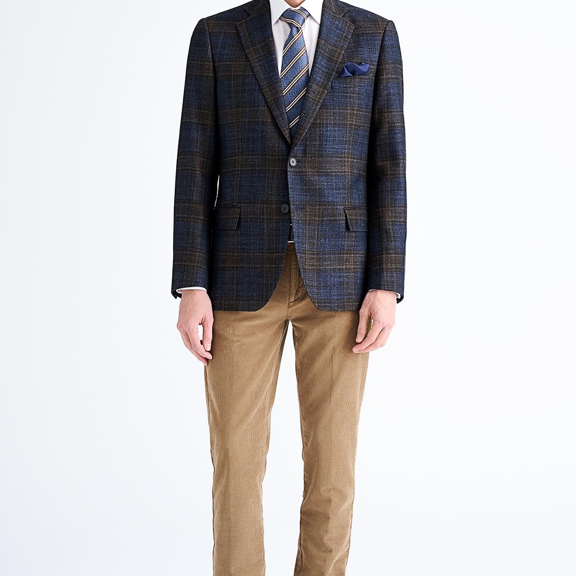 Erkek Kahverengi Delfino Yün İpek Kaşmir Karışımlı Ceket