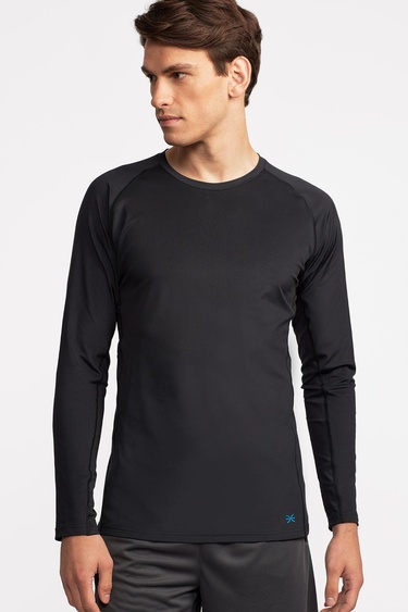  Erkek Siyah Activewear Uzun Kollu T-Shirt