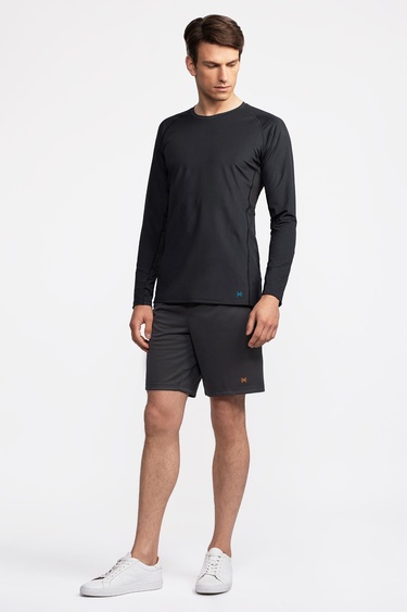  Erkek Siyah Activewear Uzun Kollu T-Shirt