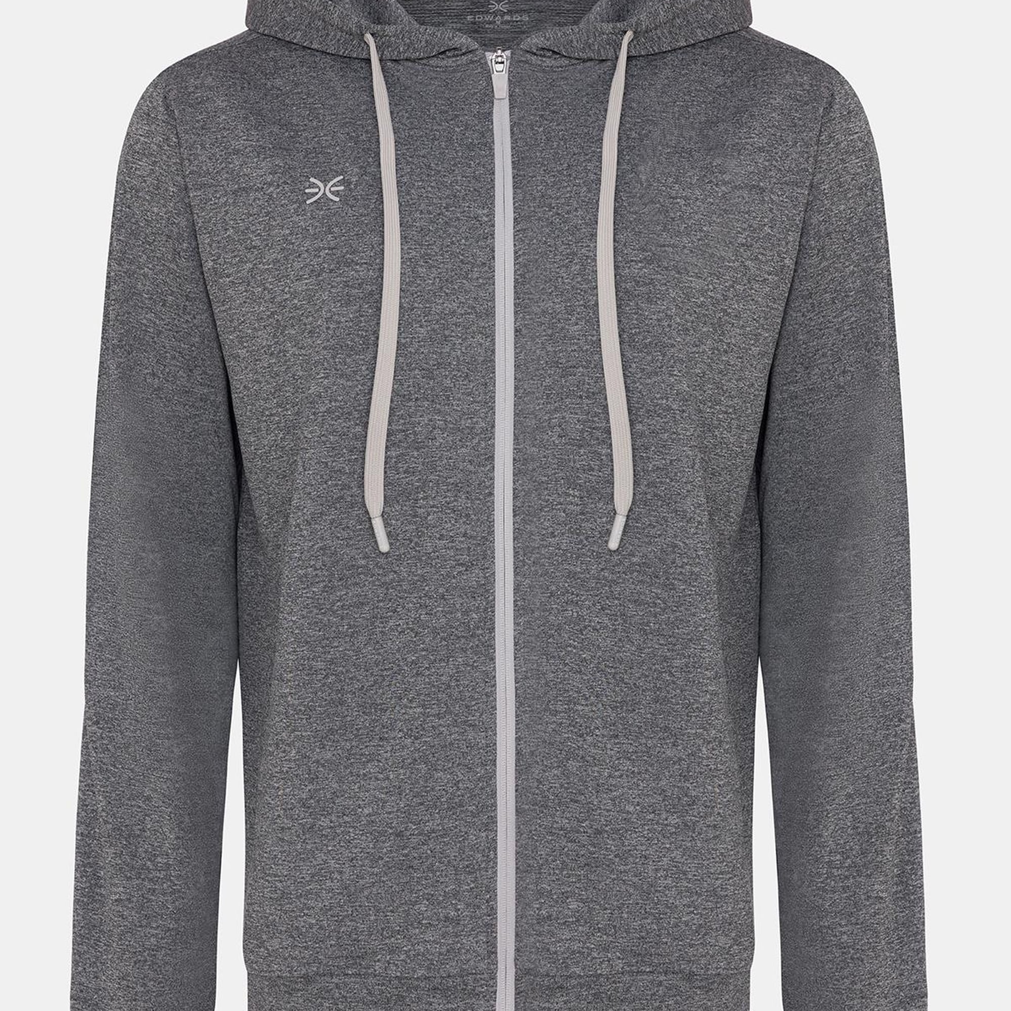 Erkek Antrasit Activewear Kapüşonlu Tam Fermuarlı Sweatshirt