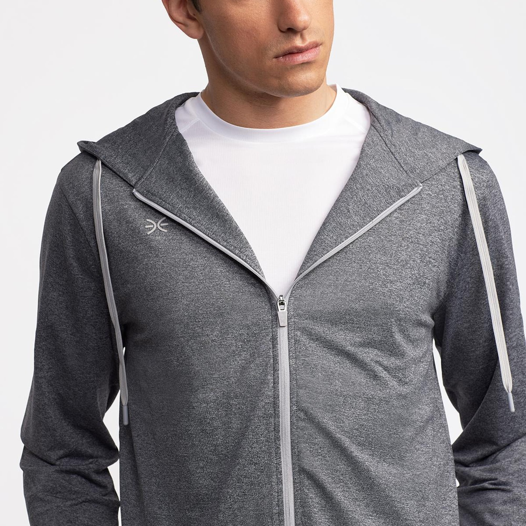 Erkek Antrasit Activewear Kapüşonlu Tam Fermuarlı Sweatshirt