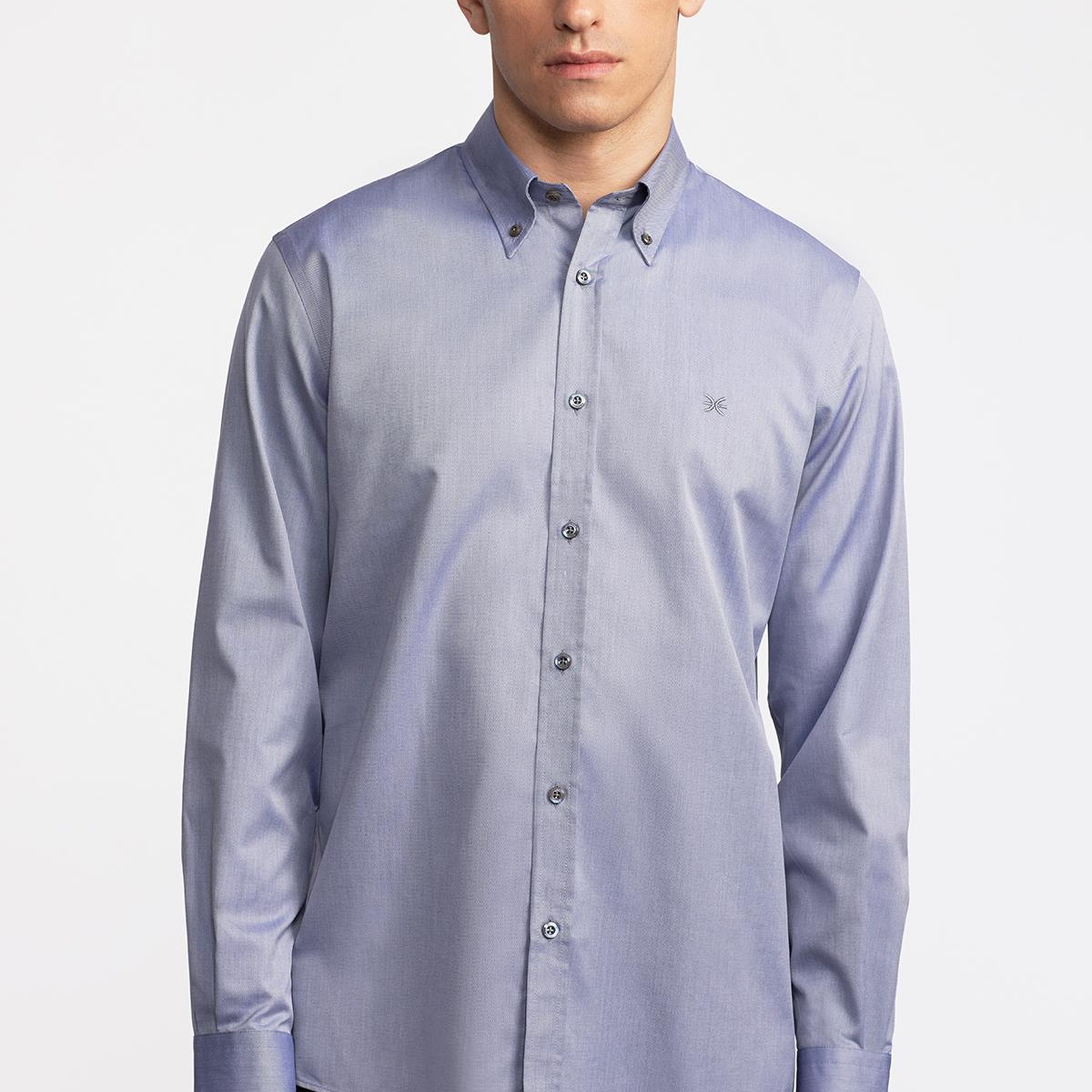 Erkek Lacivert Cooper Fit Düğmeli Yaka Spor Gömlek