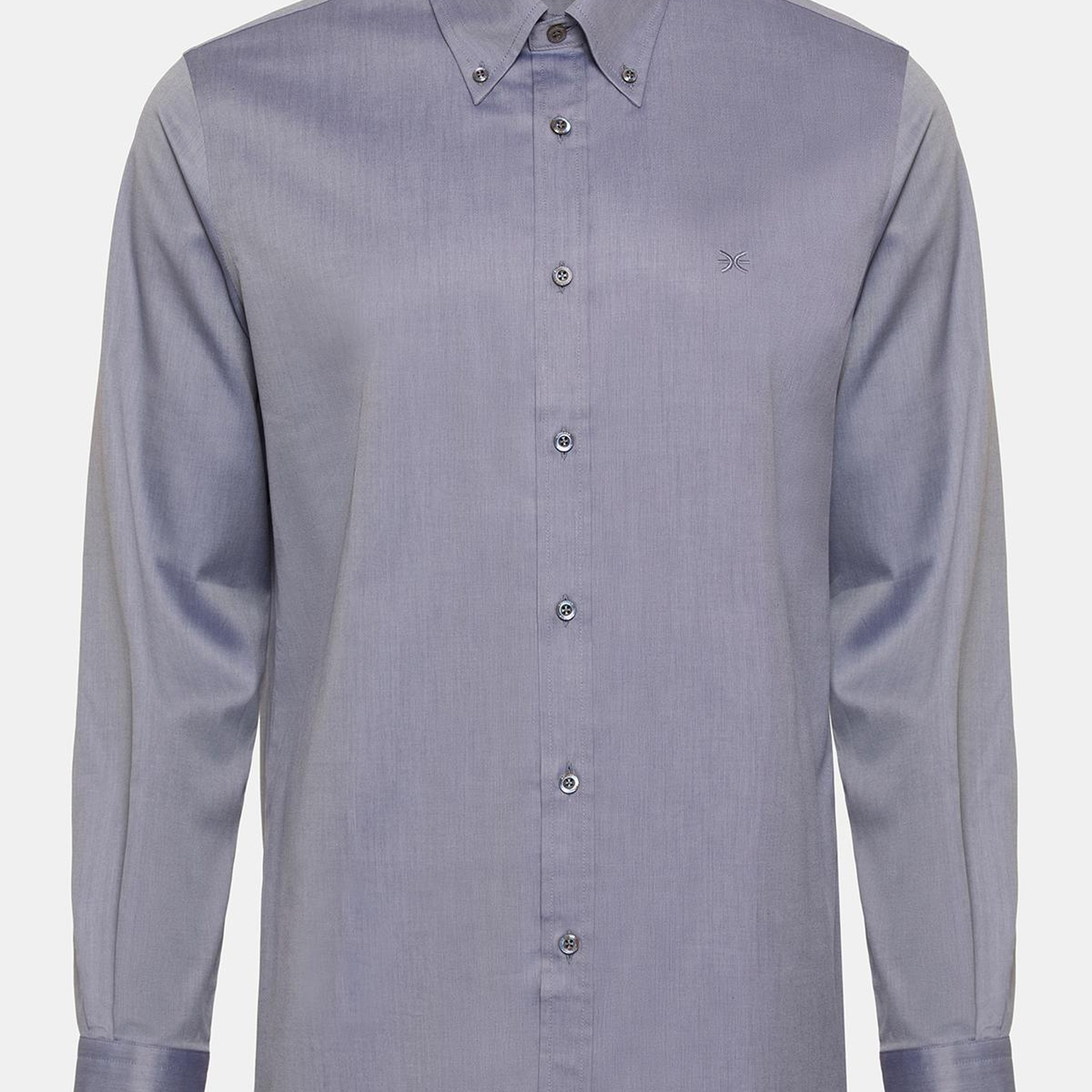 Erkek Lacivert Cooper Fit Düğmeli Yaka Spor Gömlek