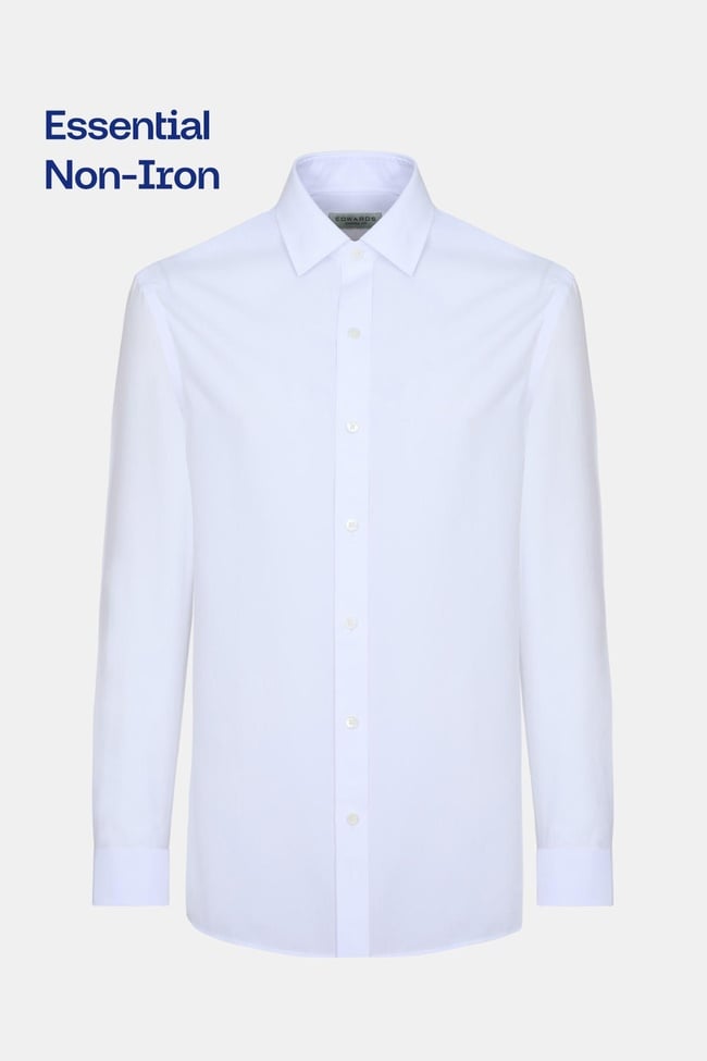  Erkek Beyaz Cooper Fit Non-Iron Kravat Yaka Klasik Gömlek