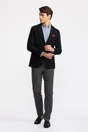  Erkek Siyah Guabello Yün Örme Casual Ceket