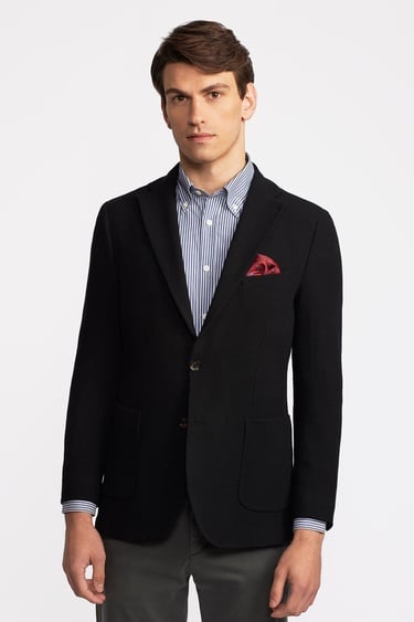  Erkek Siyah Guabello Yün Örme Casual Ceket