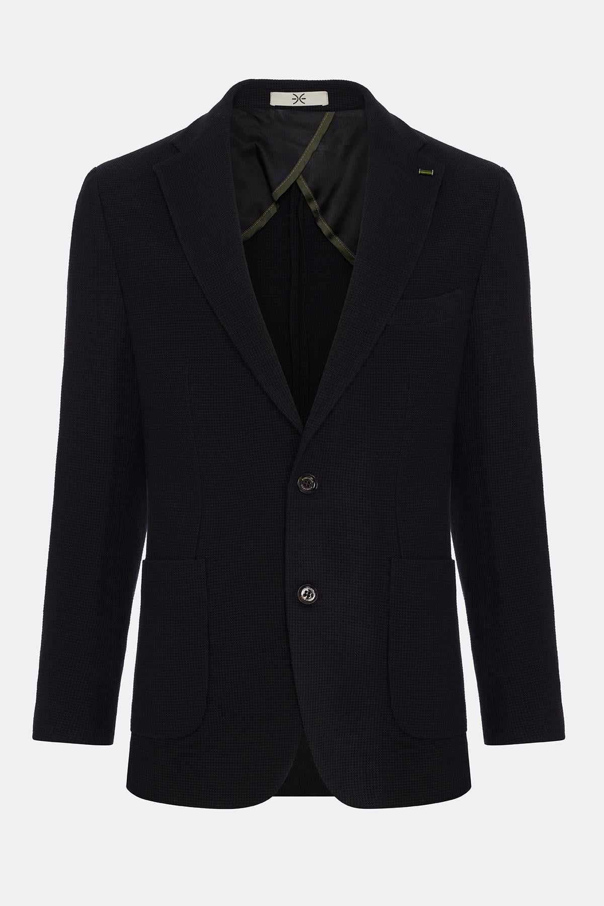  Erkek Siyah Guabello Yün Örme Casual Ceket